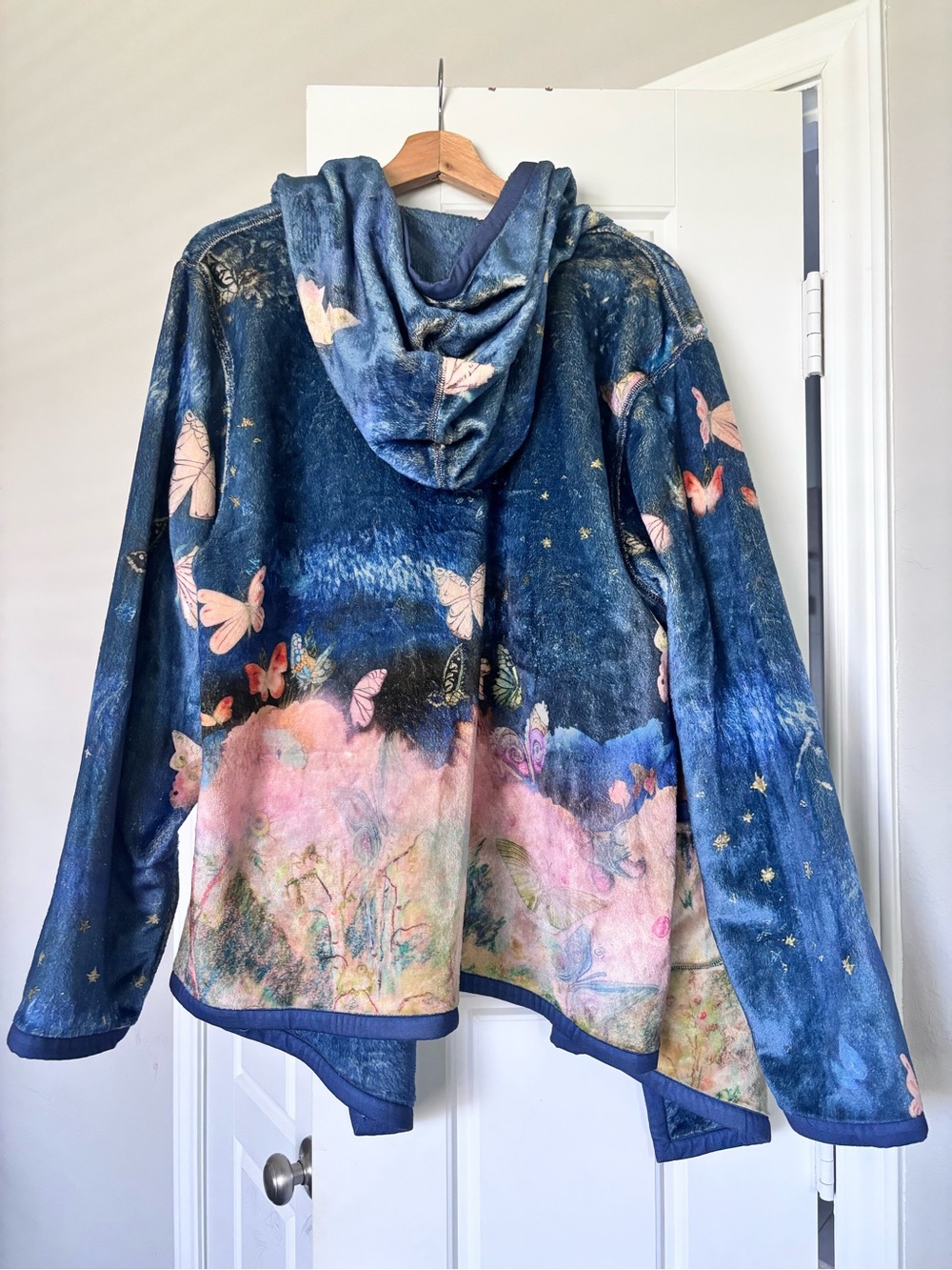 Johnny Was Blue Embroidered Robe-Style Reversible Jacket XL - Picture 3 of 4